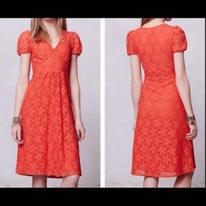 Red Dogflora Midi Dress Sz Small Anthropologie